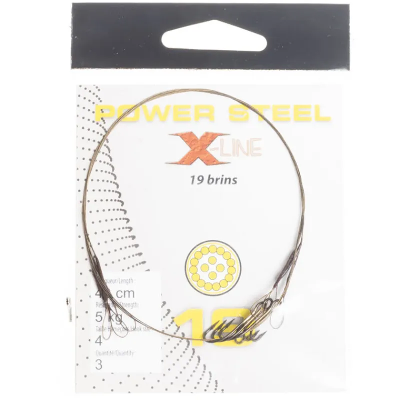 Carnassier Au Posé - X-LINE Bas de ligne acier carnassier power steel 19 brins 0cm + ham. ryder (x3)