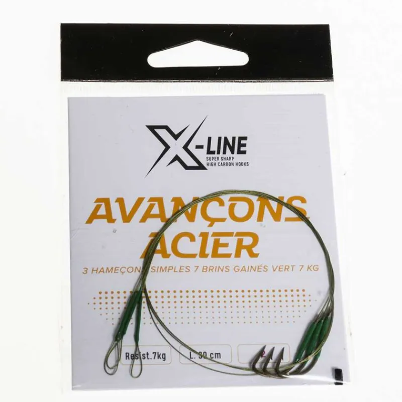 Carnassier Au Posé - X-LINE Bas de ligne acier carnassier hameçon simple 7kg (x3)