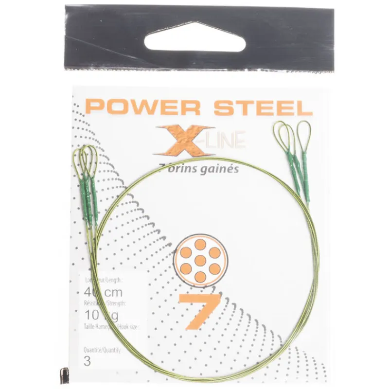 Découverte Pêche Du Carnassier|Hameçons Et Montages - X-LINE Bas de ligne acier carnassier power steel 7 brins 40cm (x3)