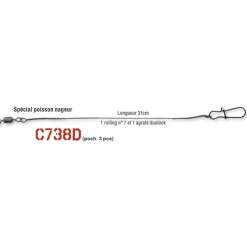 Hameçons Et Montages - CANNELLE Bas de ligne carnassier monté carnassier avancon megaflex c738d 31cm (x3)