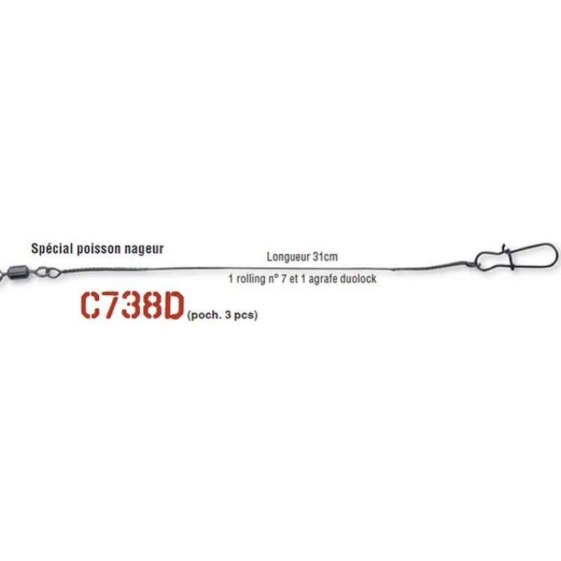 Hameçons Et Montages - CANNELLE Bas de ligne carnassier monté carnassier avancon megaflex c738d 31cm (x3)
