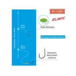 Surfcasting|Bas De Lignes / Lignes Montées - FLASHMER Bas de ligne daurade en dérive en fluorocarbon hameçons