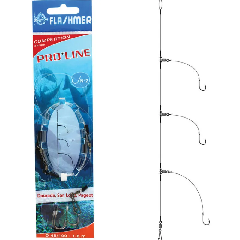 Surfcasting|Bas De Lignes / Lignes Montées - FLASHMER Bas de ligne pro line 3 hameçons