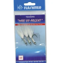 Bas De Lignes / Lignes Montées|Leurres - FLASHMER Bas de ligne   vif argent 3 teasers 1/0 blanc