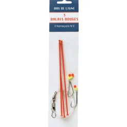 Surfcasting|Bas De Lignes / Lignes Montées - FLASHMER Bas de ligne mer balais rouge x3