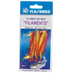 Bas De Lignes / Lignes Montées|Leurres - FLASHMER Bas de ligne mer plume filament 5 hamecons 2/0