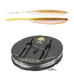 Hameçons Et Montages - WESTIN Bas de ligne prêt à pêcher Dropshot Rig Kit 10g (x2) + ShadTeez Pin-Tail (x2)