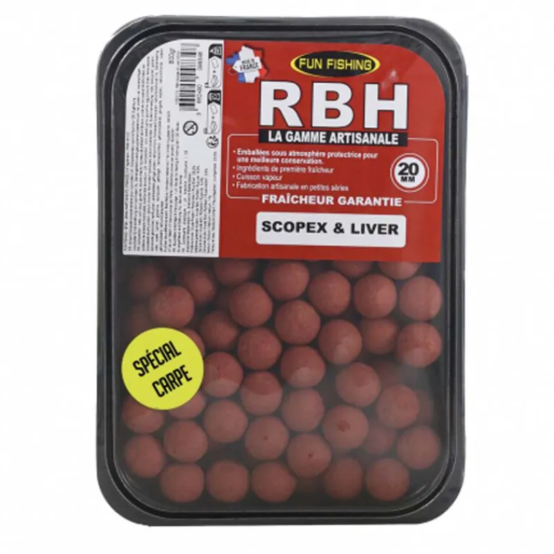 Offre À Volume Carpe|Appâts Et Fabrication - FUN FISHING Bouillettes Denses RBH Boilies Scopex & Liver 800g
