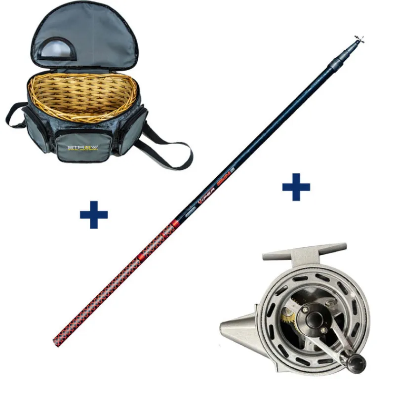 Packs & Ensembles - PACIFIC PECHE Ensemble Garbolino Canne Téléréglable 4m80 + Moulinet Capoté + Panier Truite