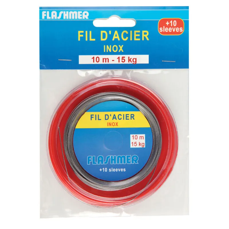 Montages / Hameçons - FLASHMER Fil d'acier tressé inox 10m