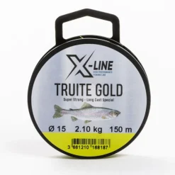 Tresses, Nylons, Fluorocarbones - X-LINE Fil nylon jaune fluo truite gold 150 m