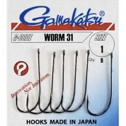 Montages / Hameçons - GAMAKATSU Worm 31 Hooks Black