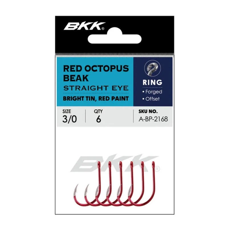 Montages / Hameçons|Surfcasting - BKK Hameçon Simple Red Octopus Beak Straight Eye