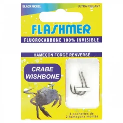 Surfcasting|Bas De Lignes / Lignes Montées - FLASHMER Hameçons montés crabe wishbone 100% fluorocarbone