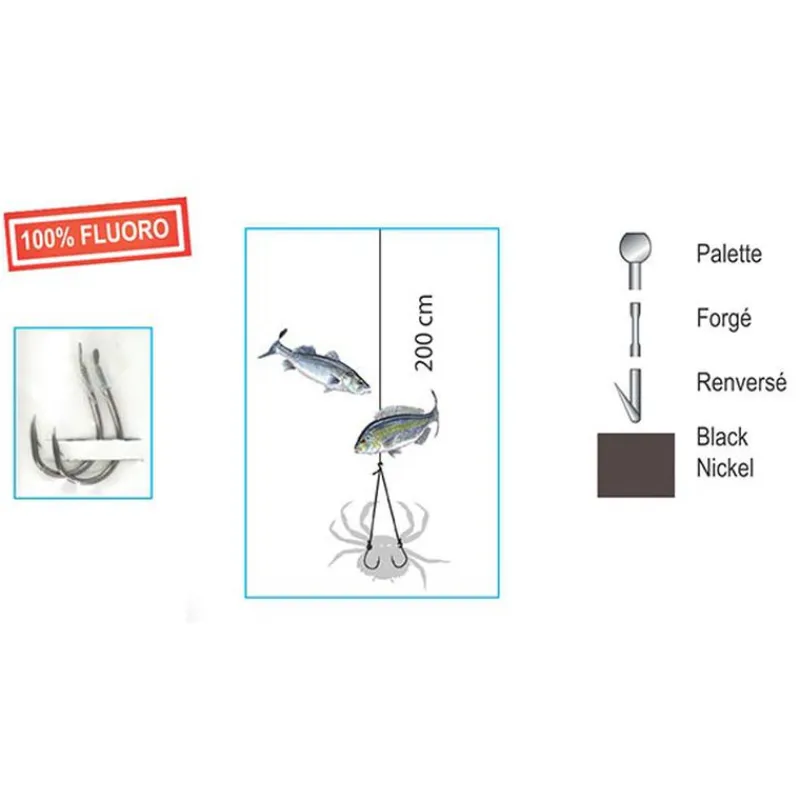 Surfcasting|Bas De Lignes / Lignes Montées - FLASHMER Hameçons montés crabe wishbone 100% fluorocarbone