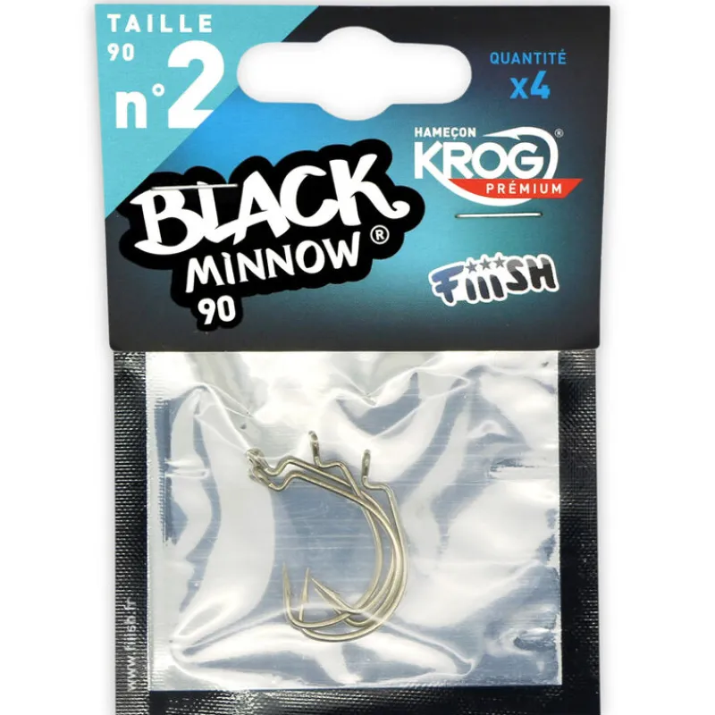 Leurres À Truite|Montages / Hameçons - FIIISH Hameçons texan krog premium vmc black minnow 90 (x4)