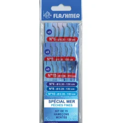 Bas De Lignes / Lignes Montées|Montages / Hameçons - FLASHMER Kit 15 hamecons montés mer special mer peches fines