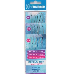 Bas De Lignes / Lignes Montées|Montages / Hameçons - FLASHMER Kit 15 hamecons montés mer special mer gros poissons
