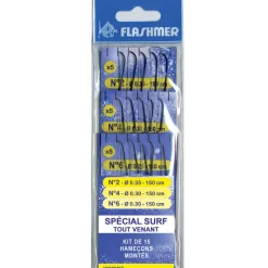 Bas De Lignes / Lignes Montées|Montages / Hameçons - FLASHMER Kit 15 hamecons montés mer special surf gros poissons
