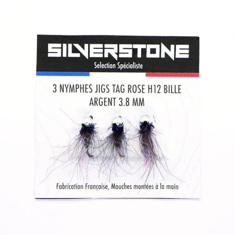 Mouches - SILVER STONE Kit 3 nymphes jigs tag rose h14 bille argent tung 3,5 mm