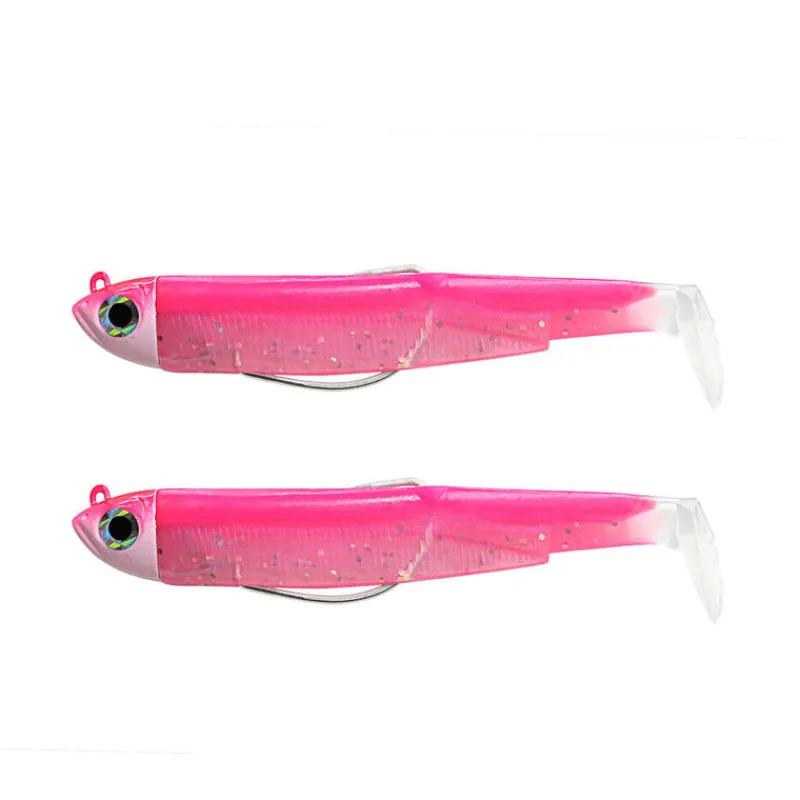 Leurres À Truite|Pêche Aux Leurres - FIIISH Leurre souple double combo (2 leurres montés) black minnow 90 shore 9cm 5g