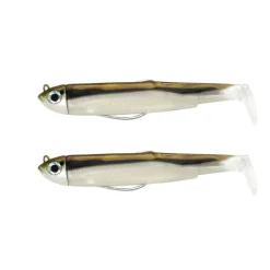 Leurres À Truite|Pêche Aux Leurres - FIIISH Leurre souple double combo (2 leurres montés) black minnow 90 shore 9cm 5g