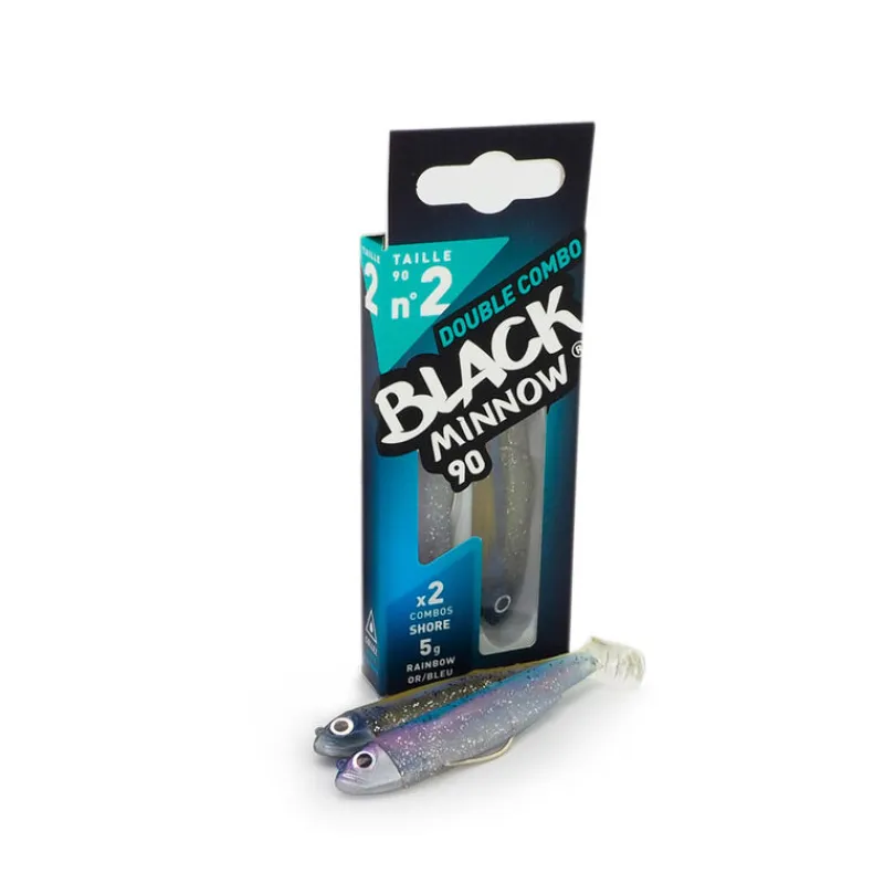Leurres À Truite|Pêche Aux Leurres - FIIISH Leurre souple double combo (2 leurres montés) black minnow 90 shore 9cm 5g