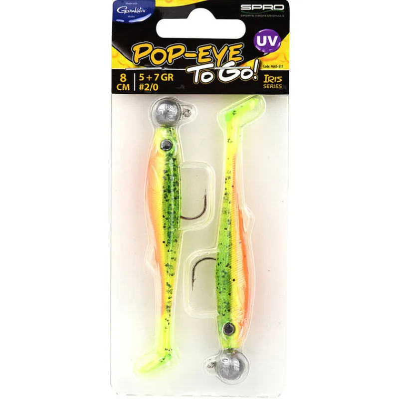 Leurres - SPRO Leurre Souple Shad Monté Iris Popeye 8cm, 5+7g (x2)