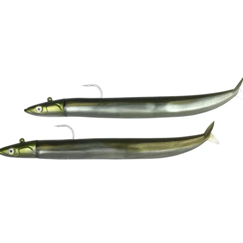 Pêche Aux Leurres|Leurres - FIIISH Leurres souples double combo crazy sand eel 100 off shore 10cm 10g kaki