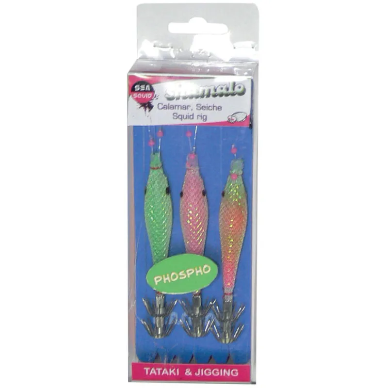 Pêche Eging|Leurres - SEA SQUID Mitraillette 3 turluttes shamalo 6cm