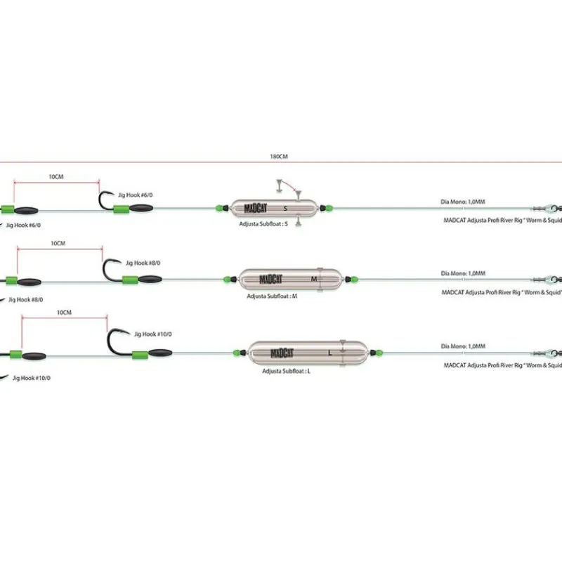 Acc. Montage / Hameçons - MADCAT ontage iure adjuta profi river rig “wor & quid”