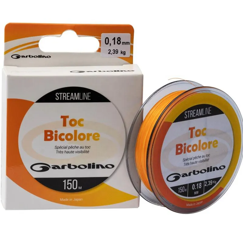 Tresses, Nylons, Fluorocarbones - GARBOLINO Nylon co-polymère bicolore STREAMLINE TOC-MONO Orange/jaune 150m