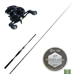 Packs Et Ensembles - PACIFICPECHE Pack Canne Casting Evok Invictus V2 2.13m, 14-42g + Moulinet Daiwa Phantom 100HL + Tresse Evok Tactikal Braid 0.18mm