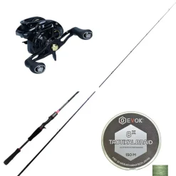 Packs Et Ensembles - PACIFICPECHE Pack Canne Casting Evok Invictus V2 1.96m, 7-21g + Moulinet Daiwa Phantom 100HL + Tresse Evok Tactikal Braid 0.15mm