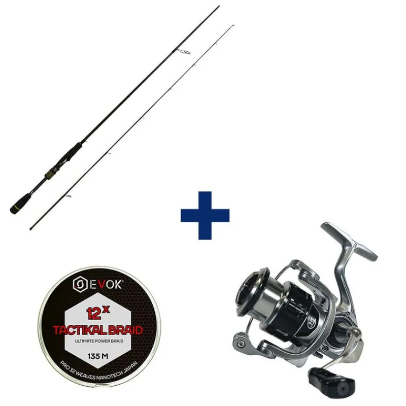 Packs Et Ensembles - EVOK Pack Canne Aerian 63mls 1.92m, 3-18g + Moulinet Aerian 2500Fd + Tresse