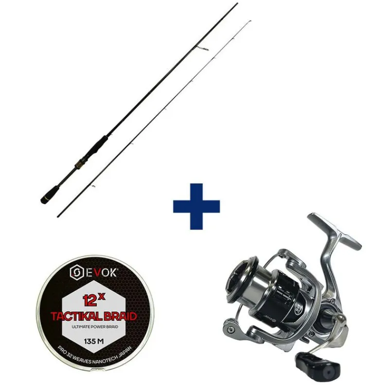 Packs Et Ensembles - EVOK Pack Canne Aerian 67ms 2.01m, 5-25g + Moulinet Aerian 2500fd + Tresse