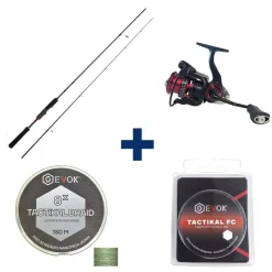 Packs Et Ensembles - EVOK Pack Canne Invictus V2 2.01m, 3-10g + Moulinet Invictus 2500Fd + Tresse + Fluorocarbone