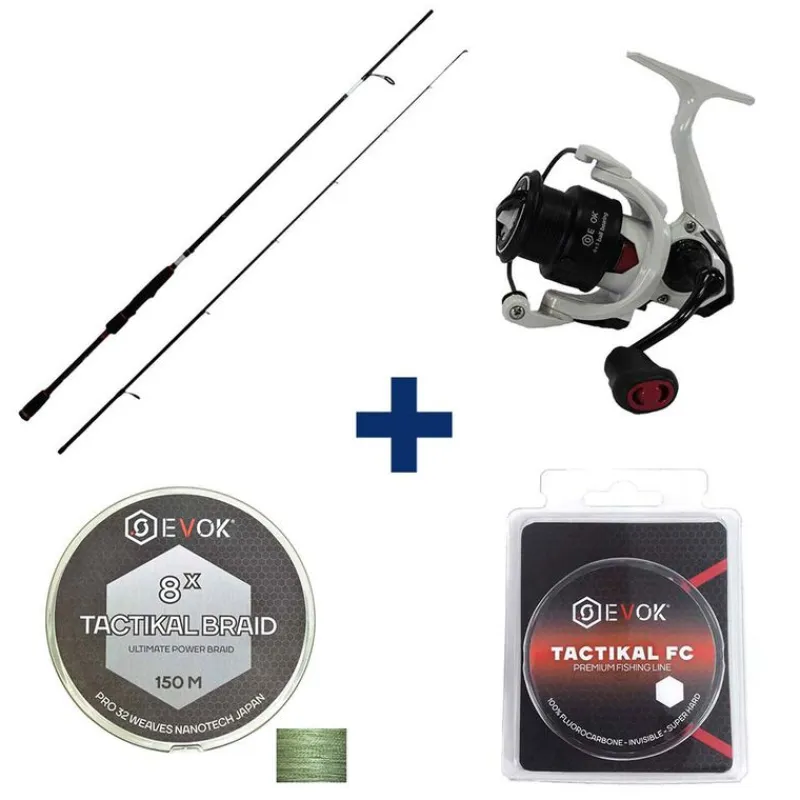 Packs Et Ensembles - EVOK Pack Canne Prediction 2.19m, 14-42g + Moulinet Prediction 3000Fd + Tresse + Fluorocarbone