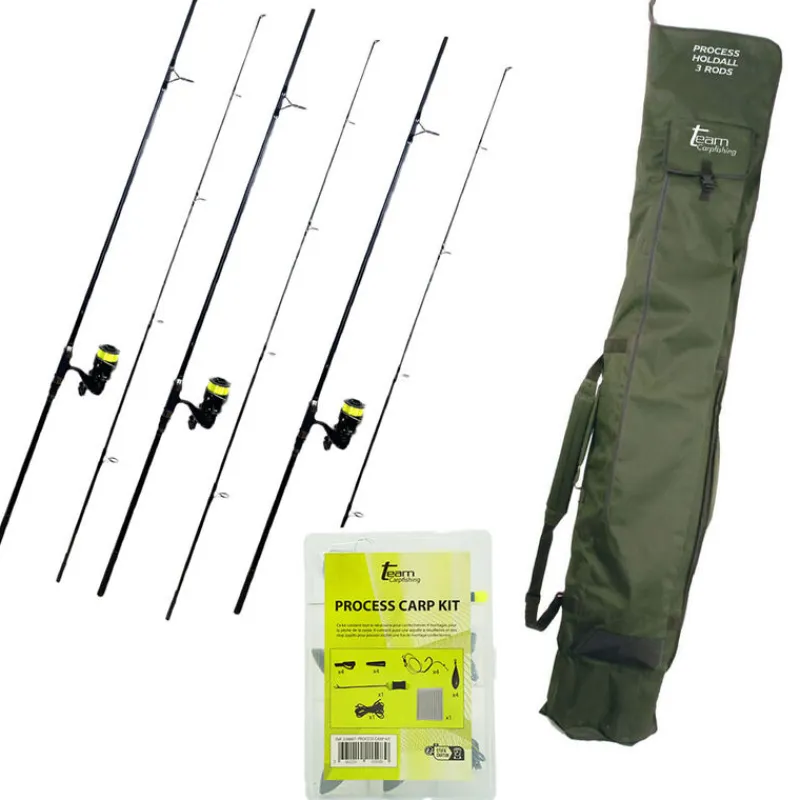 Packs - TEAM CARPFISHING Pack 3 Combo Process 12' + Fourreau + Kit D'Accessoires