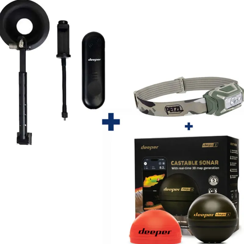 Packs - DEEPER Pack Chirp+ 3D + Petzl Aria I + Amplificateur Wifi pour bateau amorceur