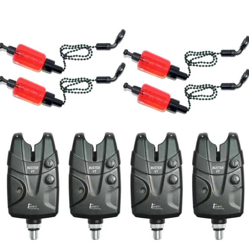 Découverte Pêche À La Carpe|Détection - TEAM CARPFISHING Pack Détection 4 Buster VT + 4 Hanger Process Rouge