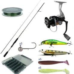 Packs Et Ensembles - PACIFIC PECHE Pack Major Craft Kahory Spinning Combo 2.21m, 10-42g + tresse + boite + leurres
