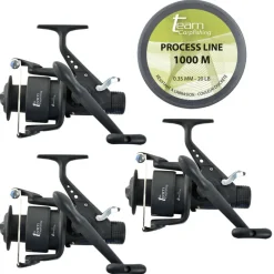 Découverte Pêche À La Carpe|Packs - TEAM CARPFISHING Pack 3 Moulinets Dark Water 6000 FS Debrayable + 1000m de 0.35mm