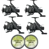 Découverte Pêche À La Carpe|Packs - TEAM CARPFISHING Pack 4 Moulinets Dark Water 6000 FS Debrayable + 2000m de 0.35mm