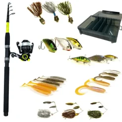 Découverte Pêche Du Carnassier|Packs Et Ensembles - PACIFICPECHE Pack Prêt à Pêcher Brochet Bzone Striker Telespin 240MH 10-40g + Moulinet + Nylon + Leurres + Boites