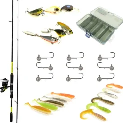 Découverte Pêche Du Carnassier|Packs Et Ensembles - PACIFICPECHE Pack Prêt à Pêcher Perche Bzone Striker 210M 5-21g + Moulinet + Nylon + Leurres + Boites