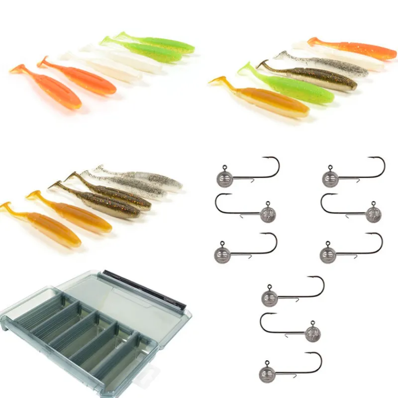 Packs Et Ensembles - PACIFIC PECHE Pack 18 Shad 8.5cm + 9 Têtes Plombées + Boîte Offerte