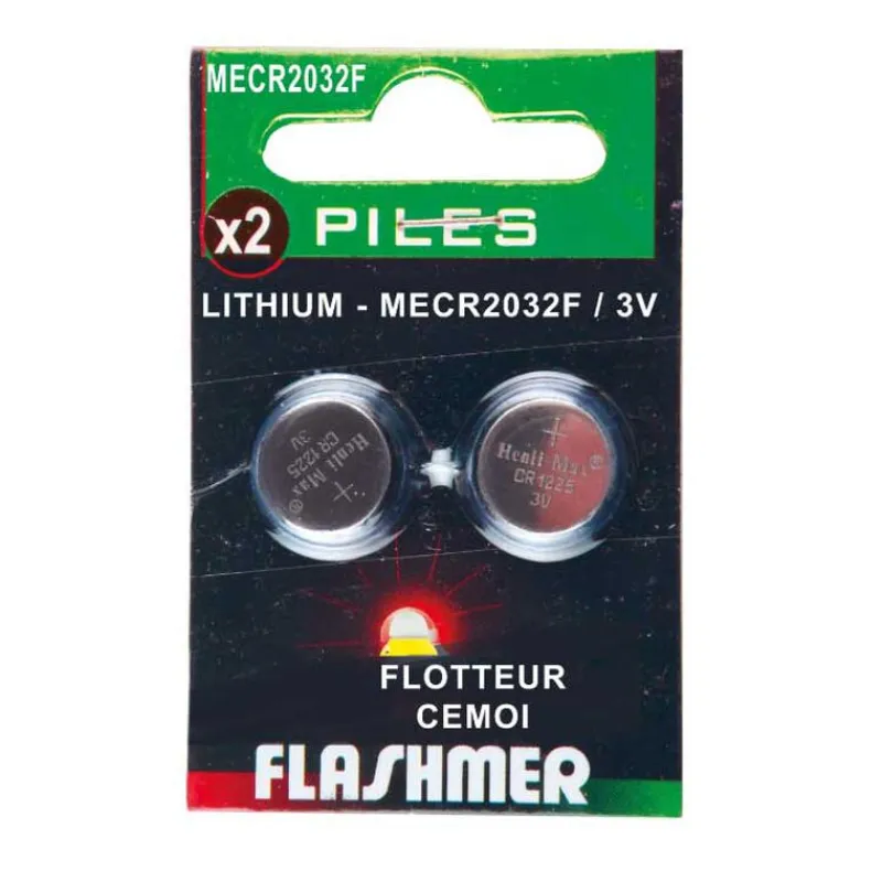 Equipements - FLASHMER Pile au Lithium CR2032 - 3 Volts (x2)