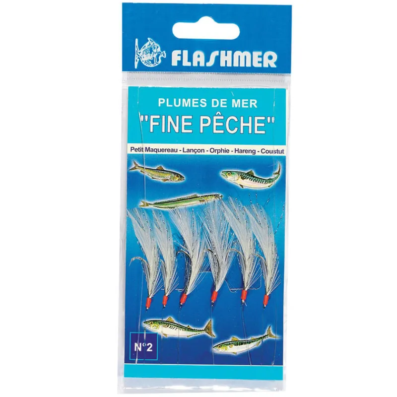 Leurres - FLASHMER Plumes de Mer Fine Hameçons N° Blanc