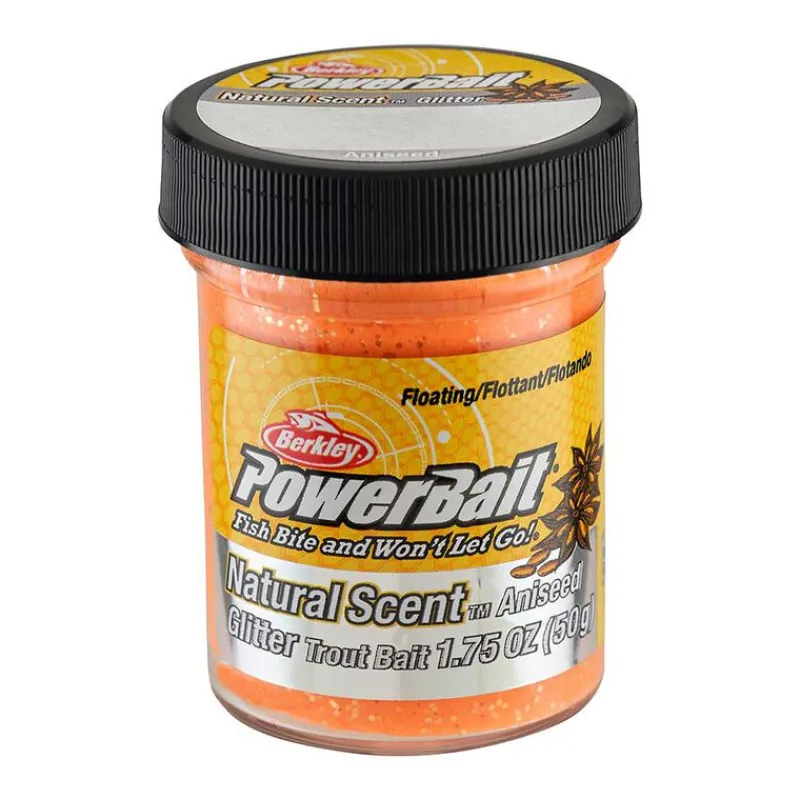 Appâts À Truite - BERKLEY Pâte à truite powerbait natural glitter trout bait aniseed orange